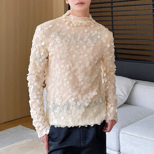 Sequin Party Stage Stand Collar Tight T-Shirt