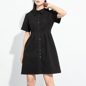 Polo Neck Pleated Casual Dress