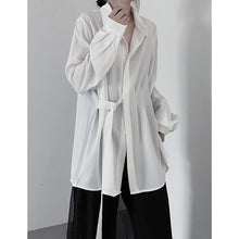 Load image into Gallery viewer, Side Button Pleated Long Sleeve Shirt
