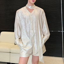 Load image into Gallery viewer, V-neck Ribbon Shirt and Shorts Suit
