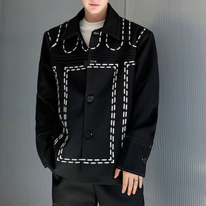 Line Embroidered Lapel Jacket