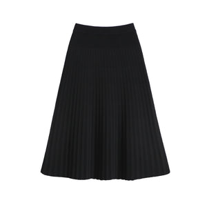 Knitted Mid Length Pleated Skirt