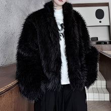 Load image into Gallery viewer, Stand Collar Buttoned Cotton Artificial Fur Short Coat
