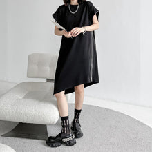 Load image into Gallery viewer, Side Zip Short Sleeve T-Shirt Dress
