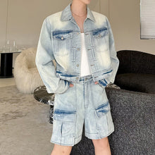 Load image into Gallery viewer, Detachable Denim Jacket With Three-Dimensional Pockets Two-piece Set
