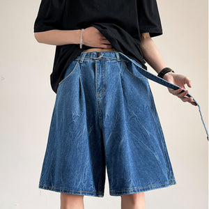 Retro Straight Denim Cargo Shorts