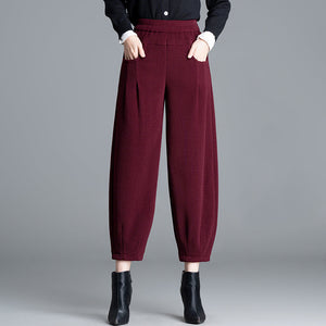 Plush High Waist Loose Thickened Corduroy Harem Pants