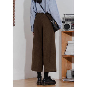 Retro Corduroy Wide Leg Ninth Pants