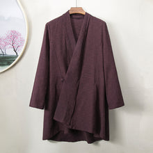 Load image into Gallery viewer, Slant-front Vintage Cotton Linen Cardigan
