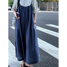 Load image into Gallery viewer, Vintage Blue Striped Jumpsuit Skirt
