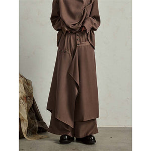 Loose Buttoned Irregular Wide-leg Pants