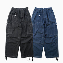 Load image into Gallery viewer, Loose Wide Leg Denim Cargo Casual Straight Leg Pants
