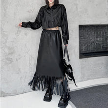 Load image into Gallery viewer, Fringed PU Leather Skirt
