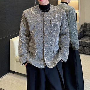 Sequined Padded Shoulder Single-breasted Jacket