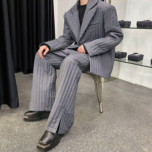 Lightweight Cotton Blazer And Split Trousers Two-piece Suit