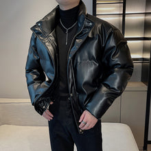 Load image into Gallery viewer, Winter Stand Collar Thickened Warm Leather Coat
