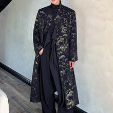 Load image into Gallery viewer, Vintage Jacquard Dark Pattern Long Coat
