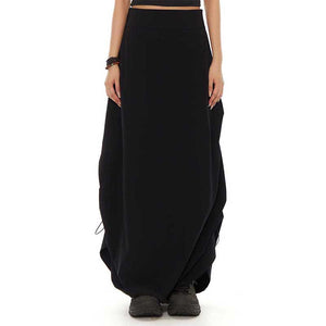 Black Drawstring Irregular Skirt