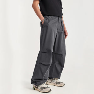 Loose Casual Multi-pocket Straight Wide-leg Trousers