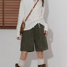 Load image into Gallery viewer, Corduroy Straight-leg Elasticated High-waisted Wide-leg Shorts
