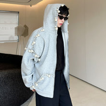 Load image into Gallery viewer, Hand-sewn Pearl Embellished Hooded Sweatshirt Jacket
