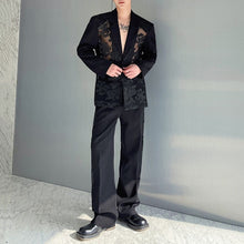 Load image into Gallery viewer, Jacquard Sheer Blazer and Straight Trousers Two-piece Suit
