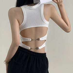 Solid Color Padded Open Back Cropped Top