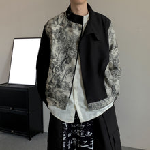 Load image into Gallery viewer, Spliced Stand Collar Ink Painting Jacquard Loose Jacket
