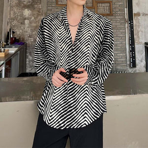 Geometry Texture Print Casual Long Sleeve Shirt