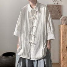 Load image into Gallery viewer, Cotton And Linen Buttoned Pleated  Shirt
