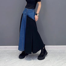 Load image into Gallery viewer, Loose Casual Denim Patchwork A-line Skirt
