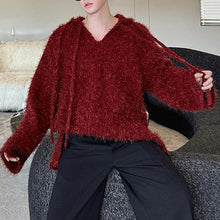 Load image into Gallery viewer, Slub Glitter Wool Hooded Sweater
