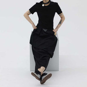 Irregular Pleated Puffy Straight Parachute Skirt