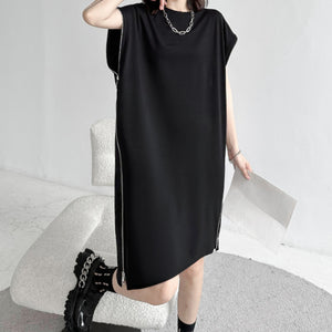 Side Zip Short Sleeve T-Shirt Dress