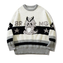 Load image into Gallery viewer, Round Neck Embroidered Dragon Loose Knitted Sweater
