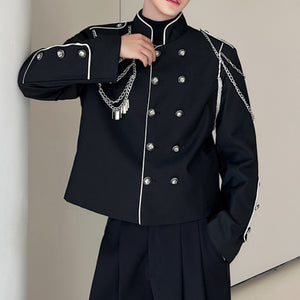 Chain Trim Stand Collar Jacket