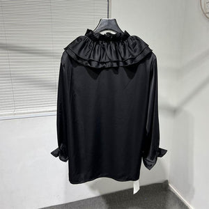 Vintage French Ruffle Collar V-neck Shirt