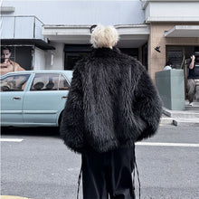 Load image into Gallery viewer, Stand Collar Buttoned Cotton Artificial Fur Short Coat
