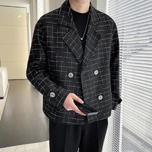 Load image into Gallery viewer, Double Breasted Lapel Plaid Blazer
