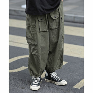 Retro Multi-pocket Wide-leg Pants