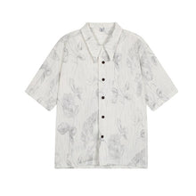 Load image into Gallery viewer, Thin Pleated Printed Cuban Collar Shirt
