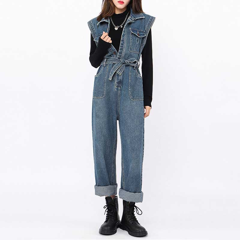 Vintage Sleeveless Cargo Jumpsuit