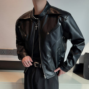 Stand Collar Zip Hem Elastic Jacket