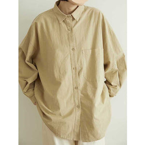 Loose Solid Color Long-sleeved Shirt