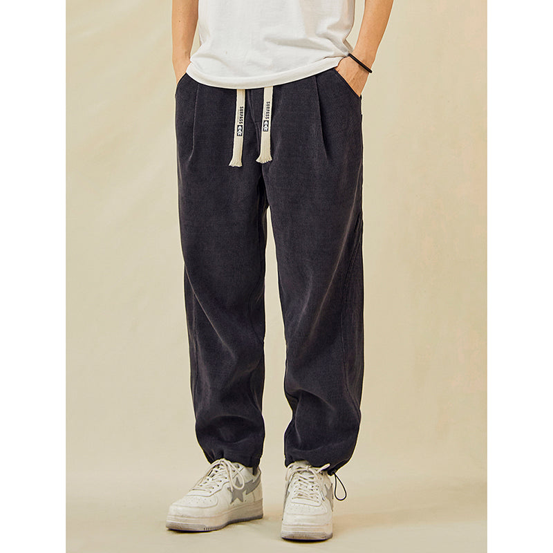 Straight Loose-fitting Corduroy Trousers