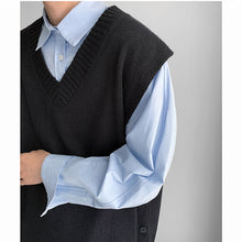 Load image into Gallery viewer, V-neck Stacked Sleeveless Sweater Vest with Streamers
