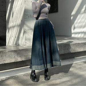 Patchwork Raw Edge Wide Leg Pants