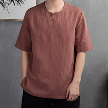 Load image into Gallery viewer, Loose Button Round Neck Top Half Sleeves Shirt
