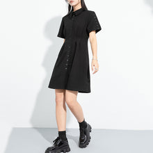 Load image into Gallery viewer, Polo Neck Pleated Casual Dress
