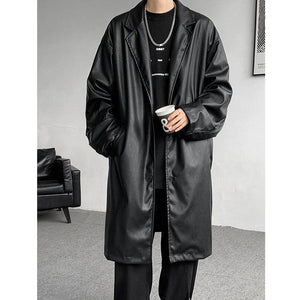 PU Leather Windbreaker Loose Casual Coat